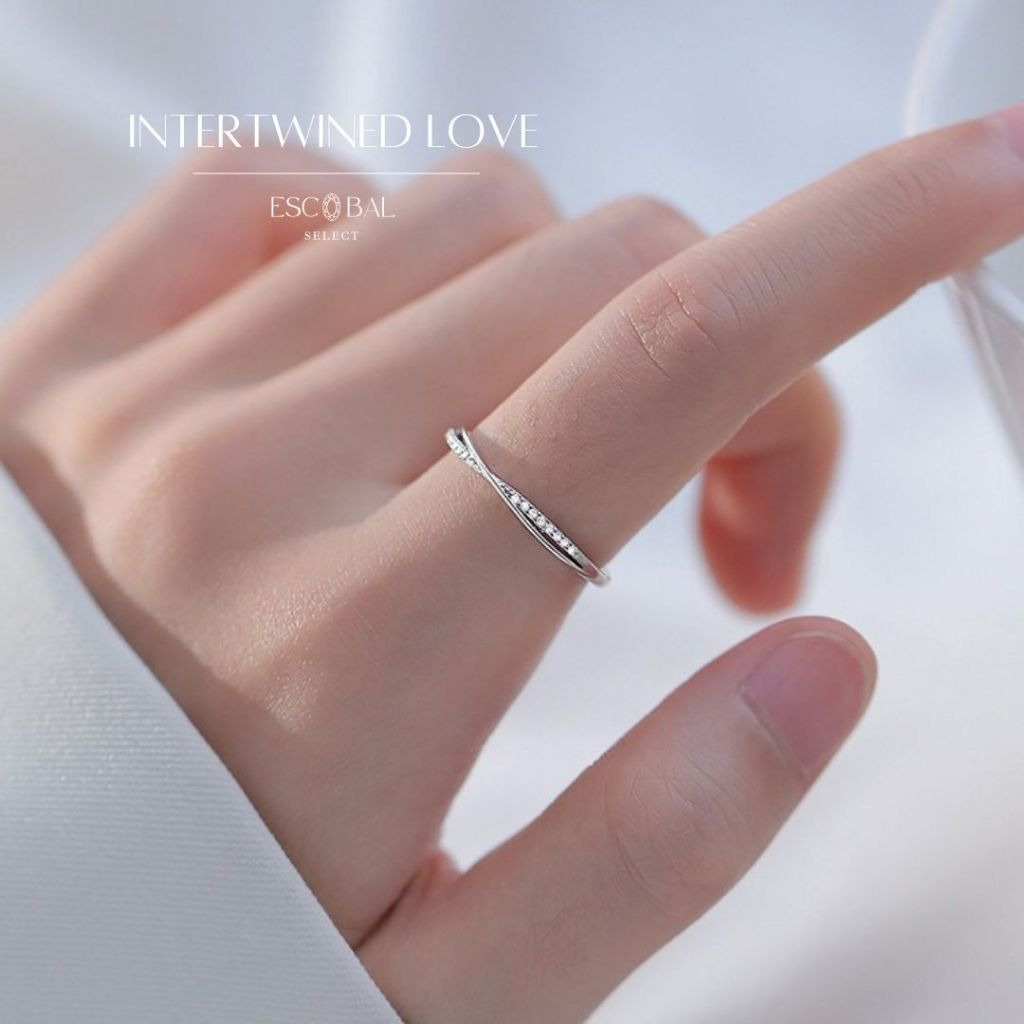ESCOBAL💕 แหวนเงินแท้ Intertwined love แหวนเงิน แหวนนิ้วชี้ แหวนแฟชั่น แหวนเพชร ข