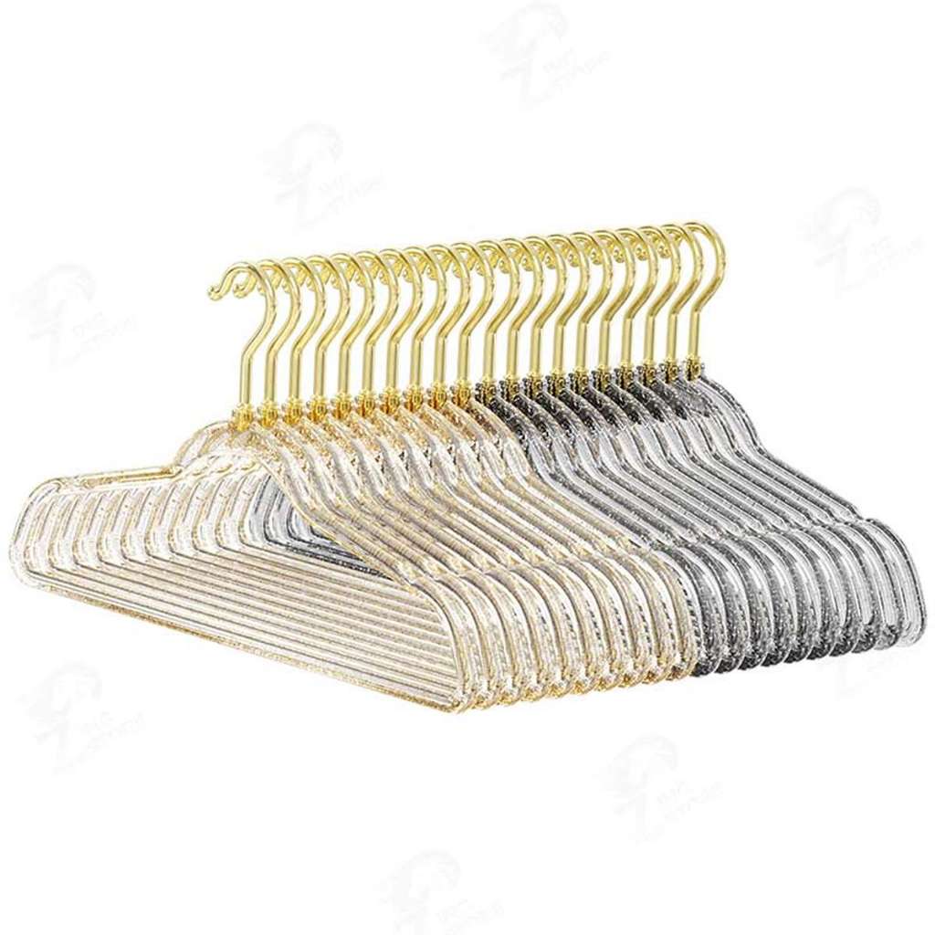 [1แถม1] ไม้แขวนเสื้อลายกลิตเตอร์ ไม้แขวนพลาสติกแบบใส กันลื่น ประดับลายกลิตเตอร์ สีสันสดใส ขนาด 40*22cm ได้10ชิ้น CP 2Pcs - รูปที่ 7