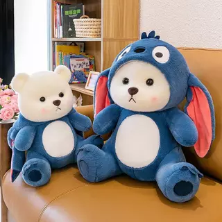 ตุ๊กตาหมีชุดน้ำเงิน แปลงร่าง 28CM 40CM 50CM 65CM น่ากอดสุดๆ เขียนการ์ดอวยพรได้
