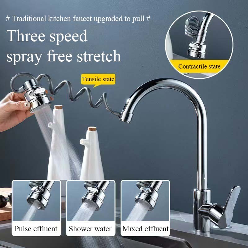 🏠 Universal Faucet Kitchen 3 Mode Gadgets Faucet 360° หมุนกรองขยายหลอดฝักบัวประหยัดน้ําแตะอุปกรณ์ครัว