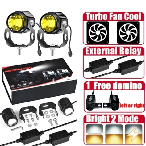 *ล็อตใหม่* ไฟสปอร์ตไลท์ LED Mini Driving Light 1คู่ มีพัดลมระบายความร้อนในตัว ไฟสองสี ขาว-เหลืองรุ่นมีไดเวอร์(สวิตช์ฟรี)