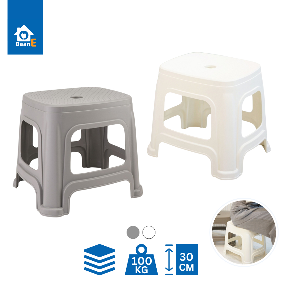 BaanE เก้าอี้พลาสติก รับน้ำหนักสูงสุด 100 กก. มียางกันลื่น วางซ้อนกันได้ เก้าอี้ Plastic Chair