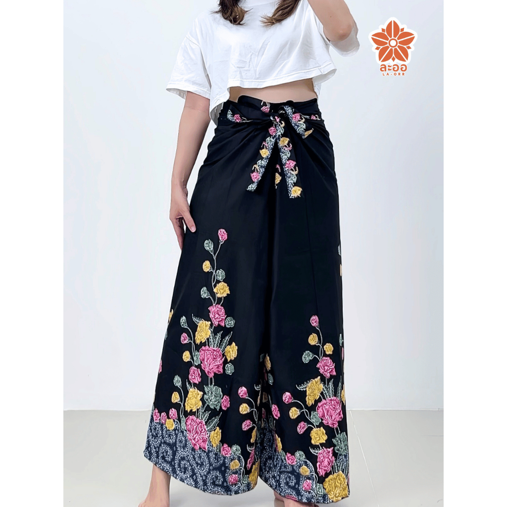 กางเกงเล ลายดอกไม้ กางเกงขายาว ขาก๊วย  ใส่อยู่บ้าน ใส่นอน ใส่สบาย ชุดเที่ยวทะเล ผ้านิ่ม ฟรีไซส์