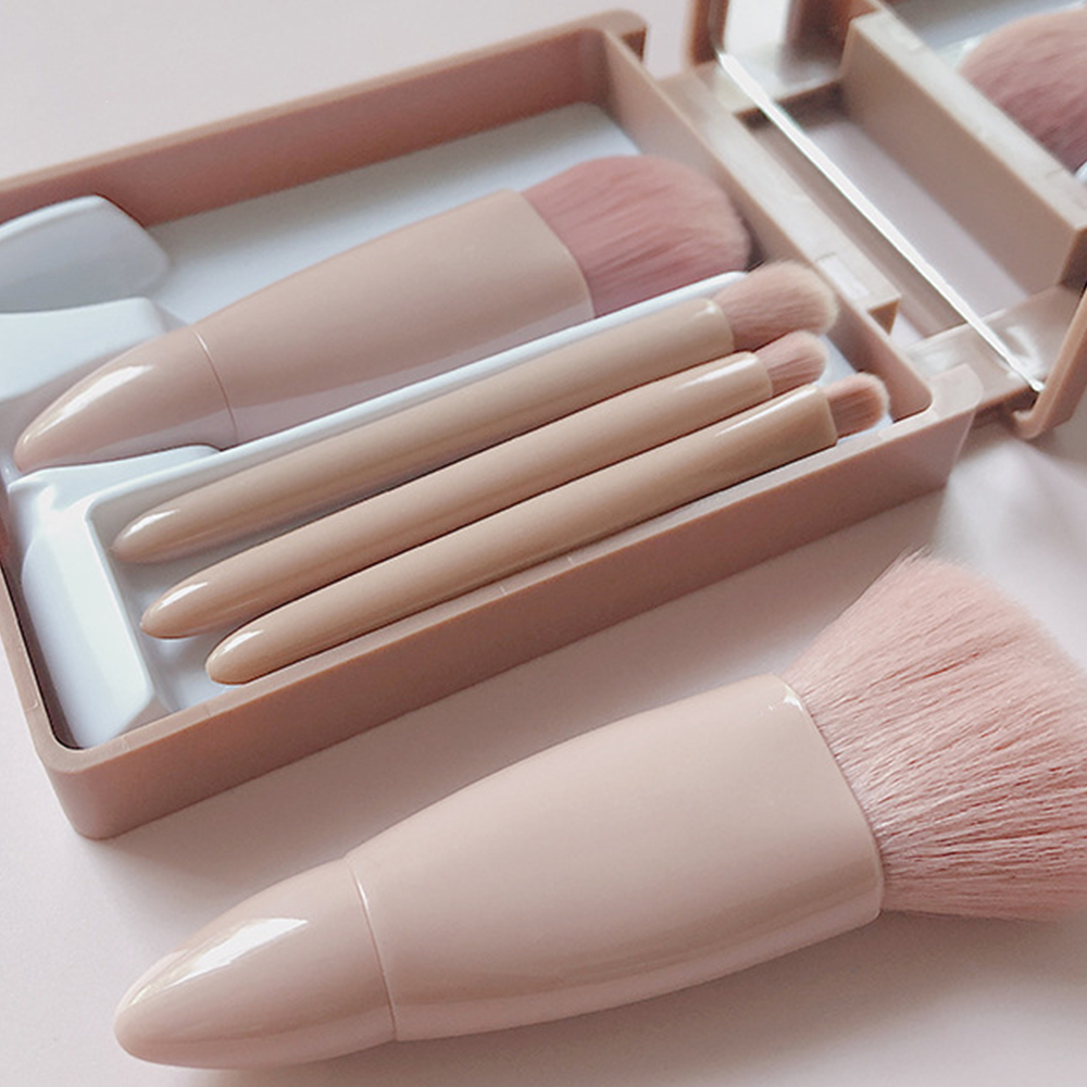 แปรงแต่งหน้า 5 ชิ้น (แบบพกพา) มินิมัลติฟังก์ชั่แป้งฝุ่นแปรงรองพื้นแปรงอายแชโดว์ชุดแปรงพร้อมกระจกหลายสไตล์ให้เลือก - รูปที่ 7