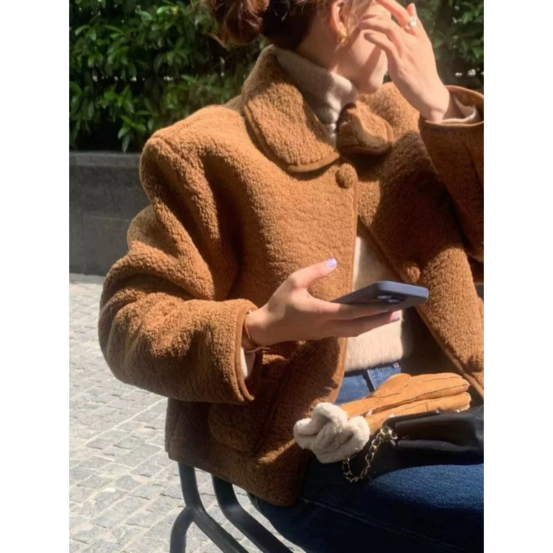 พร้อมส่ง ในไทย teddy jacket คอบัว งานเกาหลี สวยมากก ผ้านุ่ม ใส่อุ่น