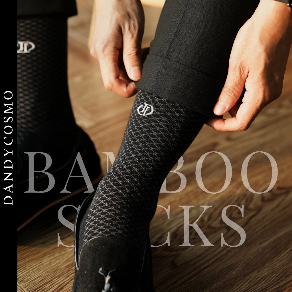 DANDY COSMO |  ถุงเท้าทำงานผู้ชาย ผ้า Bamboo ใยไผ่ สัมผัสนุ่ม ลดกลิ่นอับ ป้องกันแบคทีเรีย รุ่น Quarter Crew Socks