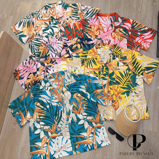 #H70 เสื้อเชิ้ตฮาวายสาวอวบ// อก40-50“นิ้ว