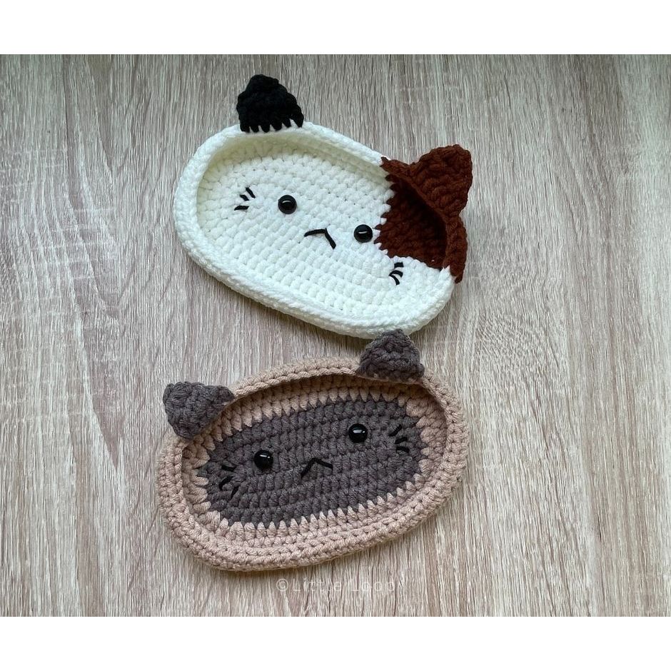 ถาดวางแว่นตา รูปทรงแมวเหมียว (Crochet Cat Glasses Coaster) งานถัก handmade