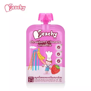 Peachy อาหารเสริมสำหรับเด็ก รสสมูทตี้สตรอเบอร์รีผสมกล้วย 1 ถุง (R6)