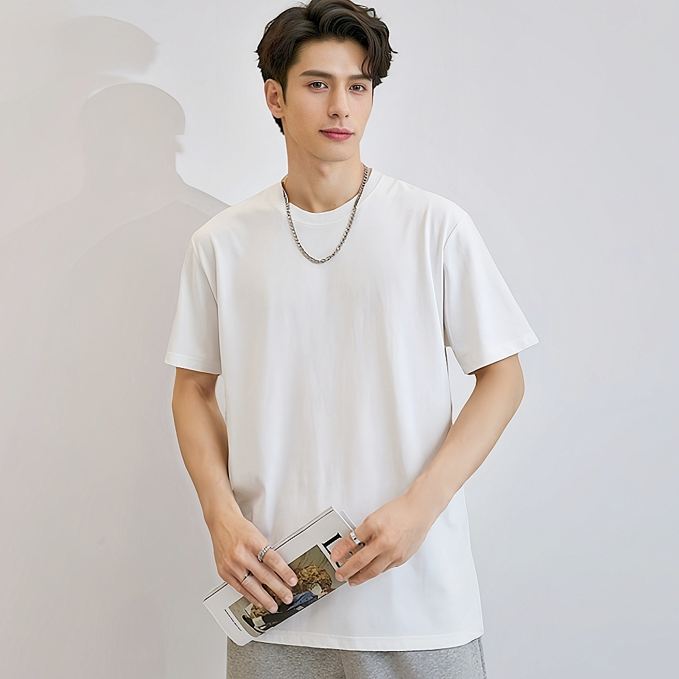 เสื้อยืดคอกลมสีพื้น คุณภาพดี​ ไม่ย้วย ไม่หด ไม่ต้องรีด ผ้านุ่มใส่สบาย ใส่ได้ทั้งชายและหญิง (ไม่ใช่ Cotton)