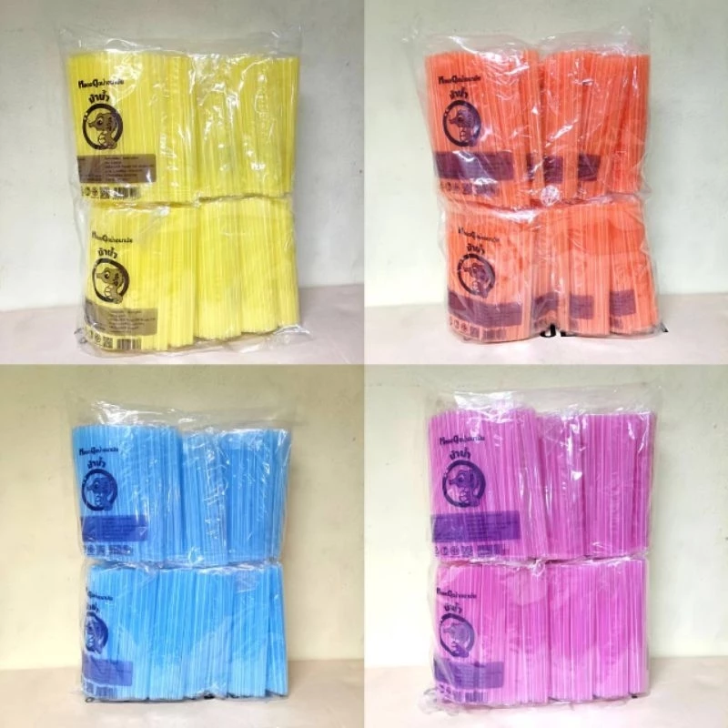 หลอดสั้น 6 นิ้ว แพ็ค 10 ห่อ (1 แพ็คมี 1 สีเท่านั้น)