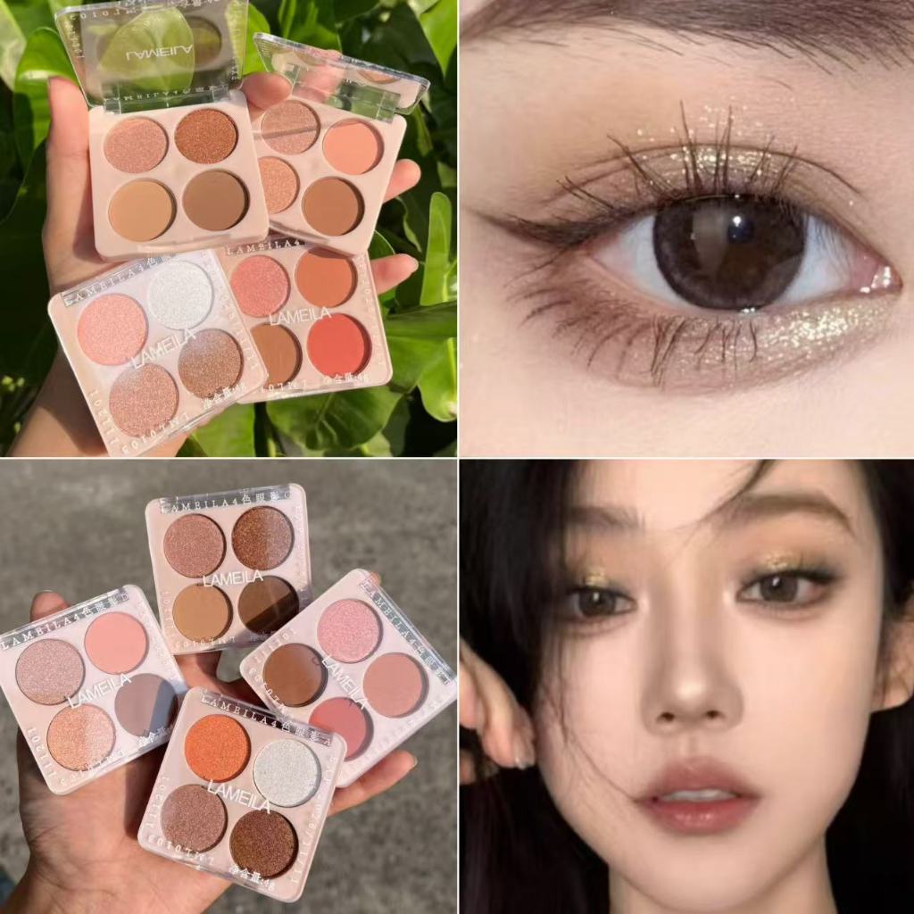 shiny girl: อายแชโดว์ พาเลตอายแชโดว์กันน้ำ พาเลทอายแชโดว์ 4สี เนื้อกลิต​เตอร์​ สีY5273