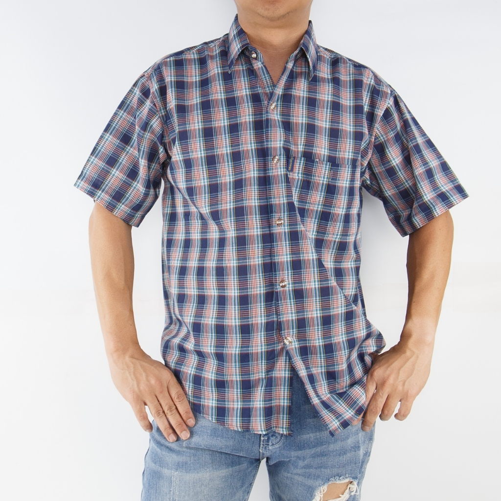 เสื้อเชิ้ตลายสก็อตผู้ใหญ่ สไตล์วินเทจ ผ้าบางเบาใส่สบาย ใส่ทำงานใส่เที่ยวได้ในตัวเดียว