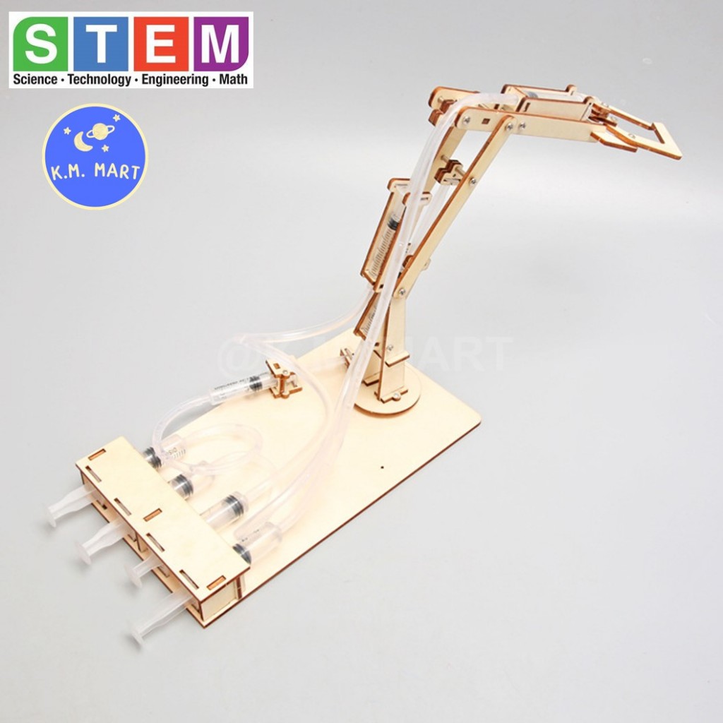 มือจับไฮดรอลิกDIY Hydraulic Robot Arm T-M58 ชุดประกอบไม้ ของเล่นเสริมพัฒนาการ ชุดทดลอง พร้อมส่ง รูปที่ 2