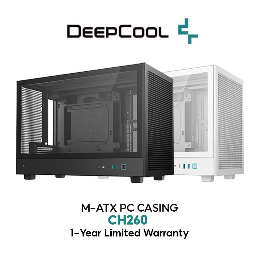 ส่งด่วน Deepcool CH260 M-ATX DESKTOP PC CASE / CASING - สีดํา / สีขาว