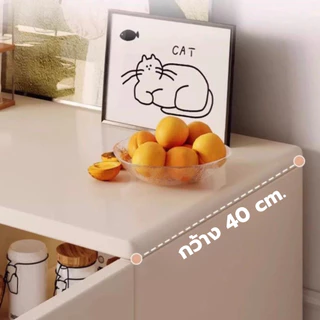 ตู้เก็บของอเนกประสงค์ Kitchen Cabinet ตู้ครัวมีลิ้นชักประตูกระจกอะคริลิค ดีไซน์สวยมินิมอล แข็งแรง