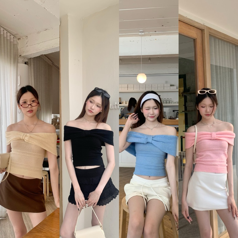 3pcs.basket “T2507” Pixie top เสื้อปาดไหล่