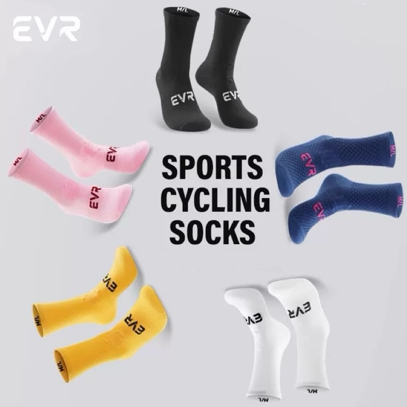 ถุงเท้าปั่นจักรยาน EVR 0902 Cycling Socks สำหรับฤดูร้อน ถุงเท้าข้อยาว ถุงเท้ากีฬา