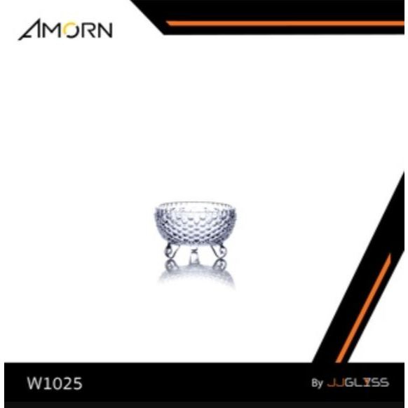JJGLASS - (AMORN ) W102 - " W1025 "  - โถแก้วเล็ก ลายคริสตัล เจียระไน มีไม่ฝาปิด เหมาะสำหรับใส่ขนม หรือ สิ่งของต่างๆ
