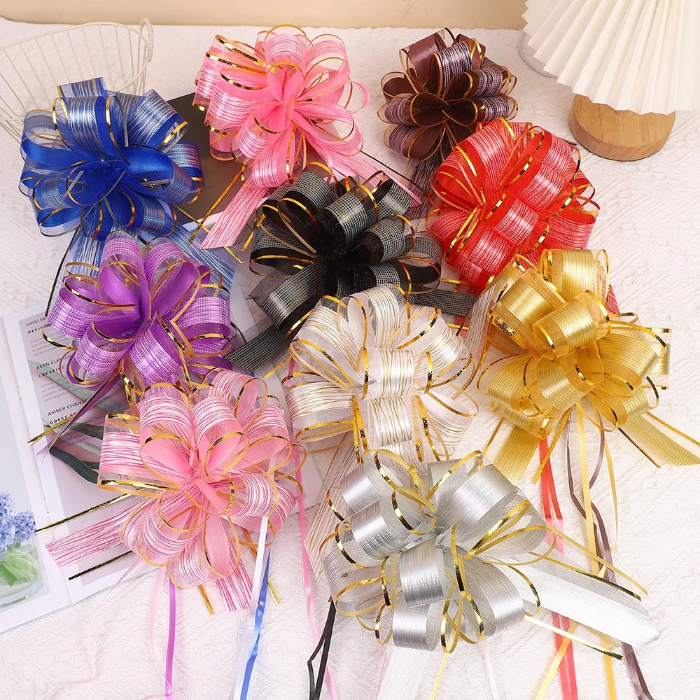 ด่วน โบว์ริบบิ้น DIY ลายเปลือกไม้ ใหม่ล่าสุด ดึงมือดอกไม้ 1 ชิ้น สําหรับงานแต่ง ห่อของขวัญ ขนาดใหญ่