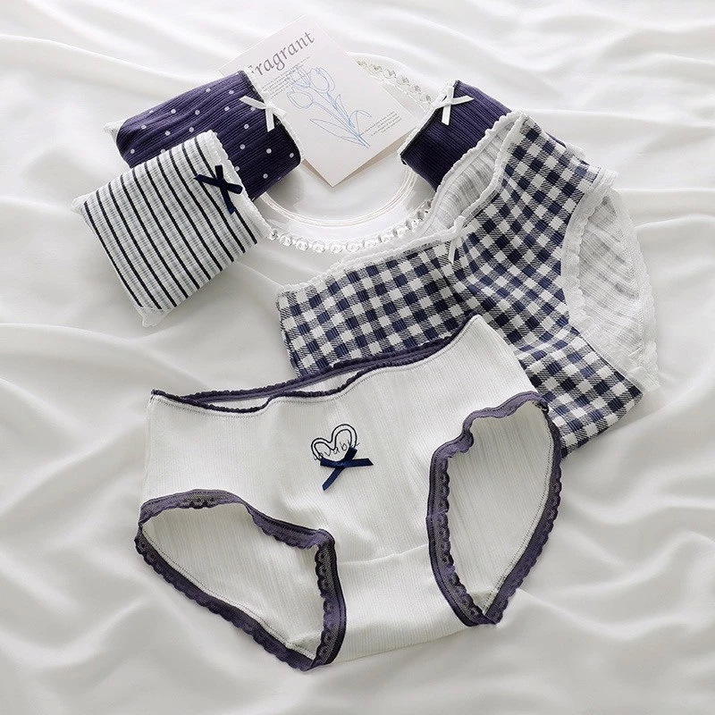 E77 กางเกงในน่ารัก เซ็ตสีน้ำเงิน ใส่สบาย มีหลายลายให้เลือก พร้อมส่ง