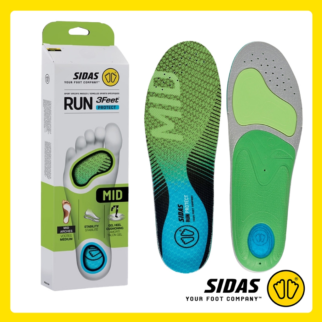 SIDAS 3Feet® RUN Protect MID แผ่น Insole นักวิ่ง 'อุ้งเท้าปานกลาง' ปกป้องเท้า ลดอาการบาดเจ็บ
