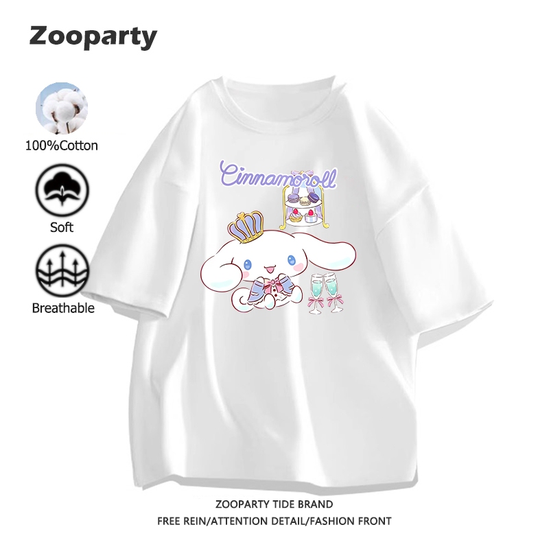 เสื้อ ลายซินนามอนโรล Sanrio ลายการ์ตูนน่ารัก ผ้าฝ้ายแท้ ใส่สบาย ไม่หด ระบายอากาศได้ Cinnamoroll(ส่งเร็ว จัดส่งจากไทย)