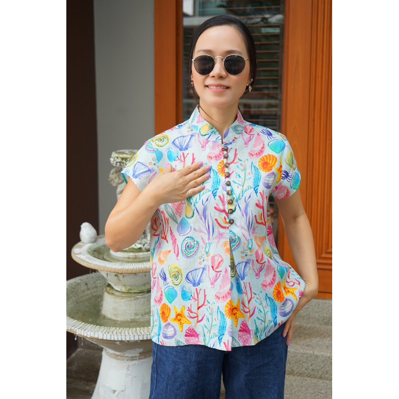 เสื้อลินินแท้100% งานป้าย5jan