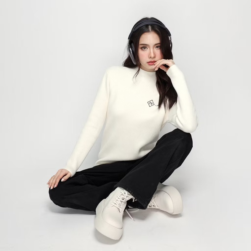 [Coat Over] CO0590 CO CLASSIC KNITTING Freesize สีขาว 🌸เสื้อกันหนาว🌸เสื้อสเวตเตอร์ 🌸เสื้อคาร์ดิแกน🌸เ