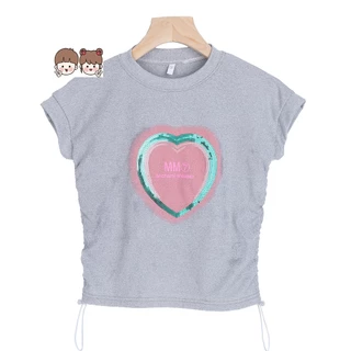 เสื้อยืดเด็กหญิง เสื้อผ้าแขนสั้น+กระโปรงยีนส์สั้น สำหรับฤดูร้อน พร้อมเชือกรูด สไตล์แฟชั่น พร้อมส่ง#T22000