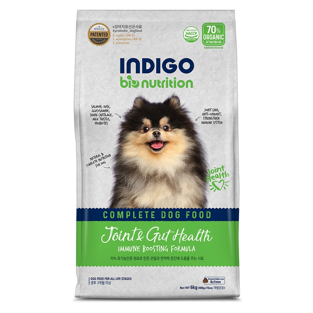 Indigo Bionutrition Joint & Gut Health อาหารสุนัข ออร์แกนิค ดูแลข้อต่อกระดูก และลำไส้ 6 กก.จากเกาหลี