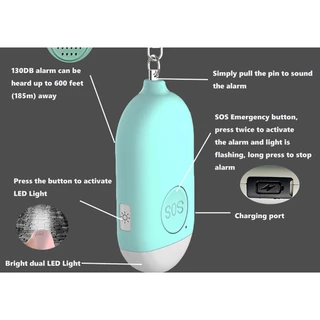 Tsuki พวงกุญแจเตือนภัย พวงกุญแจ SOS Person Security Emergency Self Defense Keychain LED Flashlight Alarm เตือนภัย