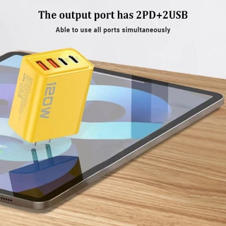 อะแดปเตอร์ชาร์จโทรศัพท์มือถือ 4-in-1 USB Type C QC 3.0 120W เครื่องชาร์จผนัง USB C 4 พอร์ตสถานีชาร์จแบบพกพา