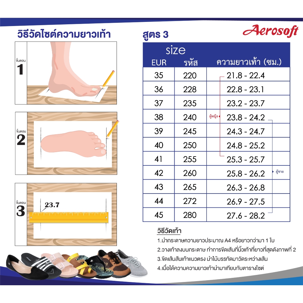 Aerosoft (แอโร่ซอฟ) รองเท้าแตะเพื่อสุขภาพ รุ่น SU6243