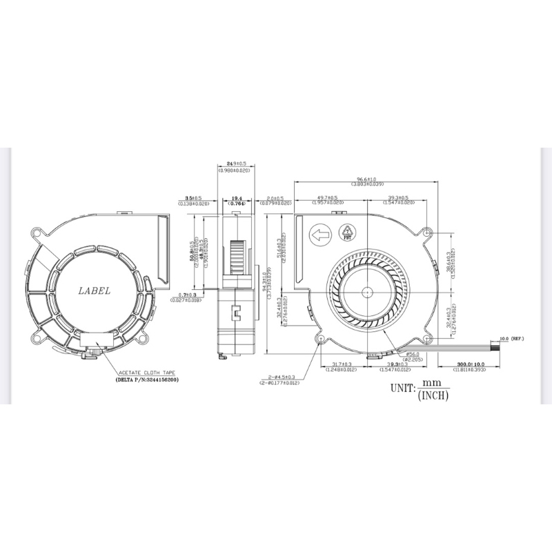 พัดลมเทอร์โบ  BFB1012UH DC12V 6A ขนาด 97x94x33mm 4pin แรงมากๆๆๆๆ FAN06805