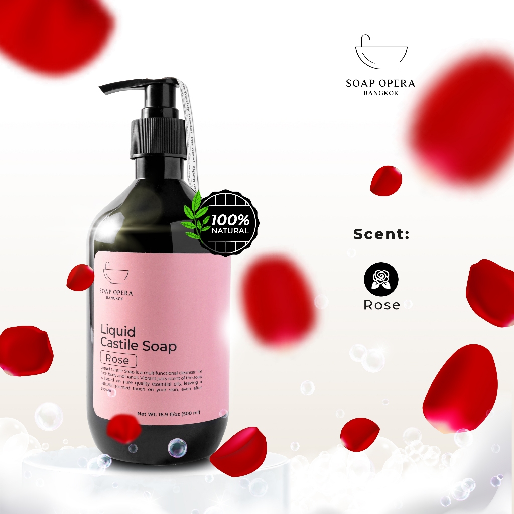 Liquid Castile Soap 500ml Body Wash in Rose