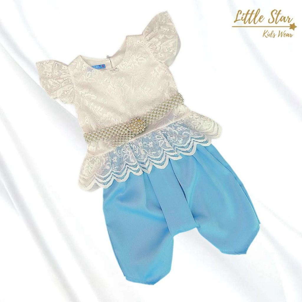 ⭐️Littlestar👧🏻ชุดไทย ชุดเซ็ต เสื้อลูกไม้แขนระบาย+โจงกระเบน ผ้านิ่ม มีซับใน ใส่สวย GTE0579+GPC0638 (ไม่ได้เข็มขัดนะคะ) - รูปที่ 6