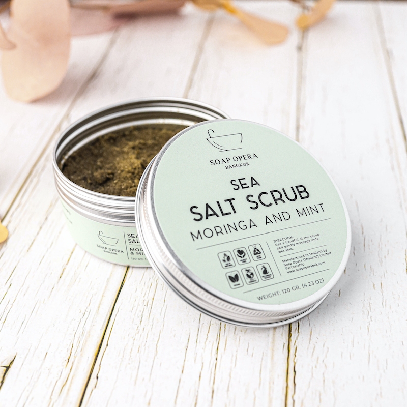 Radiant Glow Moringa and Mint Sea Salt Scrub