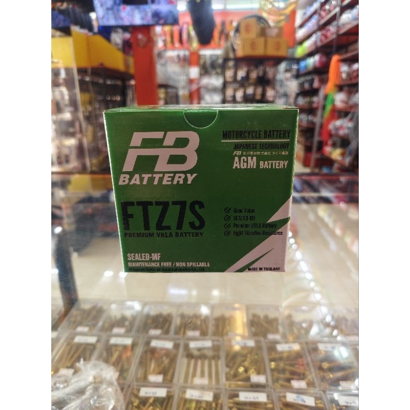 แบตเตอรี่ FB แท้100% FTZ7S 12 โวลล์ 6.3 แอมป์ สำหรับรถมอเตอร์ไซค์ สินค้าถ่ายจริงจากหน้าร้าน