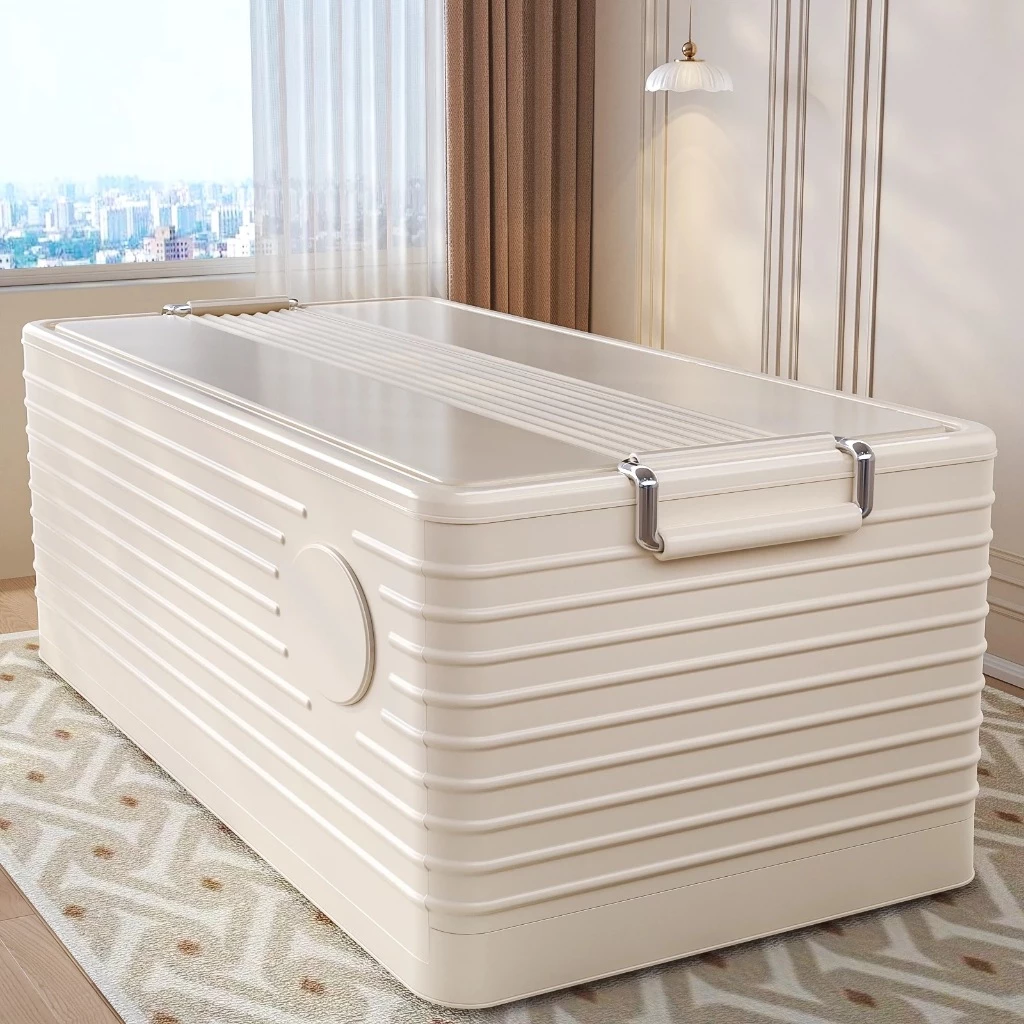 JUYBOS กล่องเก็บของ 220L พับเก็บได้ กล่องพลาสติก อเนกประสงค์ กล่องพลาสติกมีล้อ Storage box