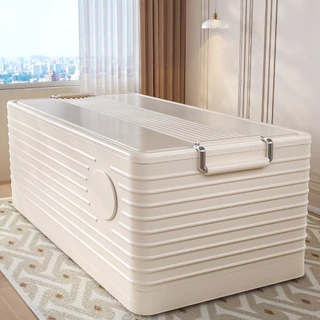 JUYBOS กล่องเก็บของ 220L พับเก็บได้ กล่องพลาสติก อเนกประสงค์ กล่องพลาสติกมีล้อ Storage box