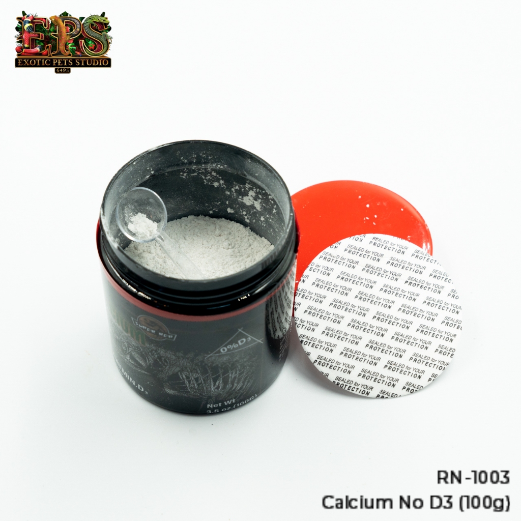 Calcium แคลเซียมผง เกรดพรีเมี่ยม ผงละเอียดดูดซึมไว สำหรับสัตว์เลื้อยคลานและสัตว์ครึ่งบกครึ่งน้ำ ขนาด100กรัม Super Rep