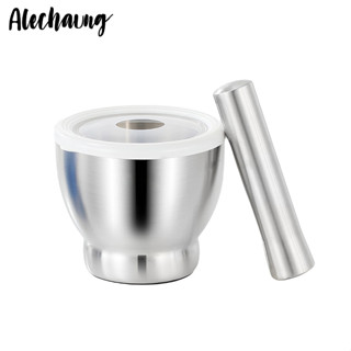 ครกสแตนเลส ครกพร้อมสาก Mortar stainless พร้อมฝาซิลิโคน กันกร…