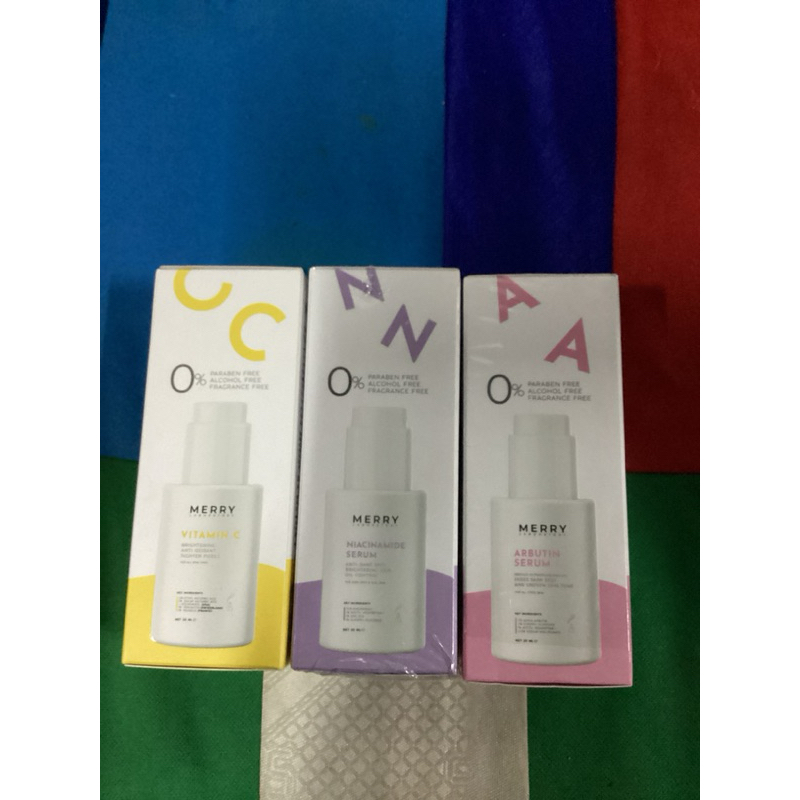 Merry vitamin c , niacinamide serum, arbutin serum