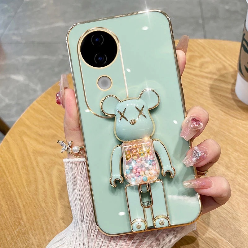 เคสหมีน่ารัก สำหรับ VIVO V70FE V70 V60 V50 5G V60LITE น้องหมี ขาตั้งได้ หมุนได้ ฝาหลัง แบบนิ่ม น่ารัก E7