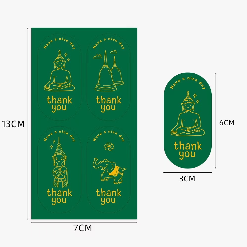 สติ๊กเกอร์ขอบคุณ 100ดวง สติ๊กเกอร์ติดแก้ว ติดกล่อง ตกแต่ง sticker thankyou