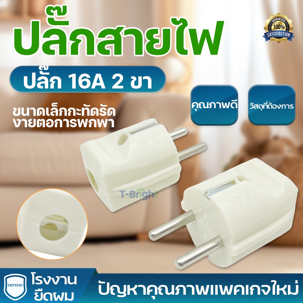 เต้าเสียบ เต้ารับ ไฟฟ้า ปลั๊กตัวผู้ 2ขา กลม แบน ปลั๊ก DIY ปลั๊กประกอบ 250V 2PIN Round Plug ปลั๊กเสียบตัวผู้
