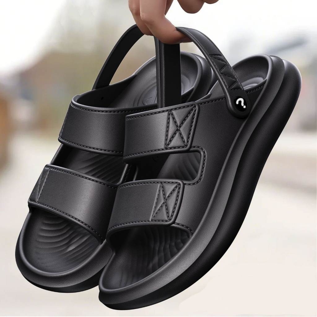 รองเท้าแตะผู้ชายมีสไตล์ รองเท้าแตะชายหาดแบบเปิดนิ้วเท้า น้ำหนักเบา สบาย ไม่ลื่น และกันน้ำ