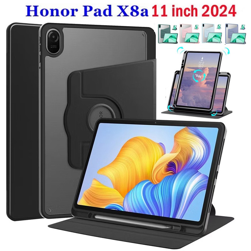 009.เคสฝาพับ Huawei Honor Pad X8a X8 a 11 นิ้ว 2024 เคสหมุนได้360 องศาหมุน หลังโปร่งใส มีช่องใส่ปากกา