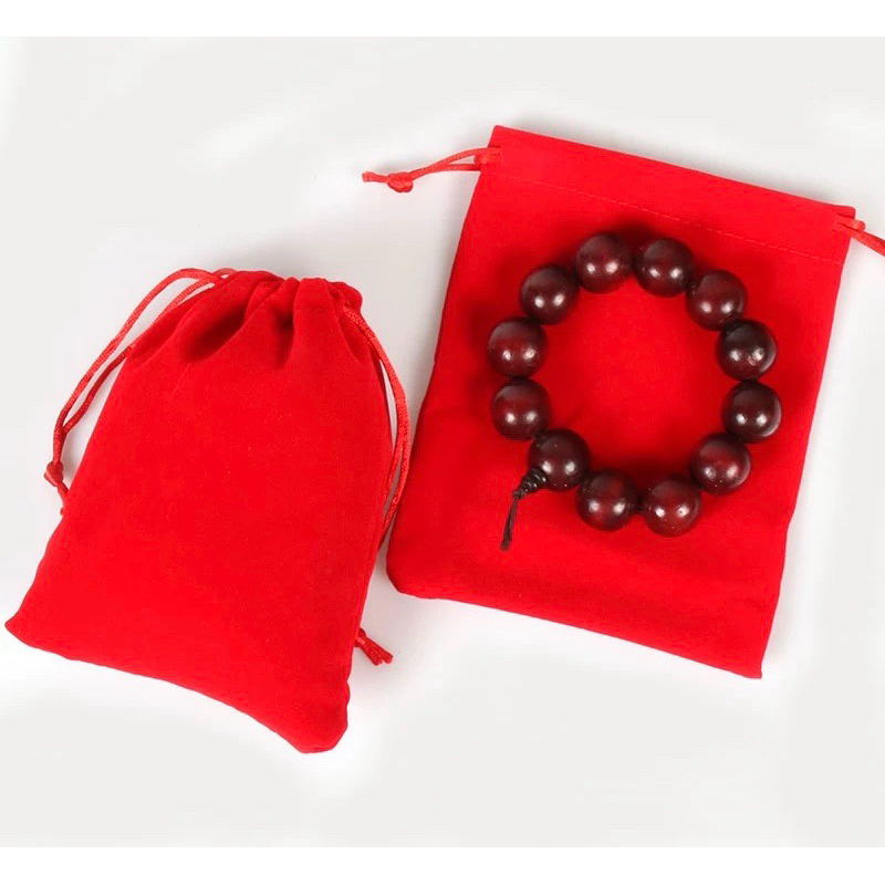 100ใบ ถุงผ้ากำมะหยี่หูรูดสีแดง ถุงใส่ทอง ใส่เครื่องประดับ - รูปที่ 6